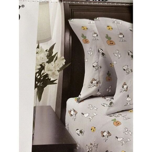 Peanuts Snoopy Halloween TWIN Sheet Set Pumpkin Cactus Cowboy Pumpkin NEW - Picture 10 of 16